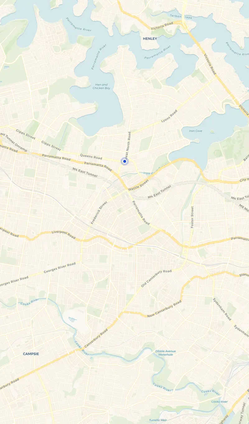 Map of the Five Dock service area and the surrounding suburbs we cover.