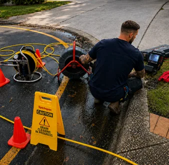 Burst drain pipe being repaired in Five Dock